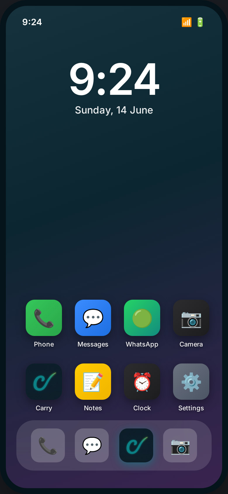 My Carry start shift screen